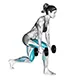 Forward leaning lunge or split squat with dumbbells