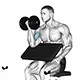 Preacher curl with dumbbell and one arm