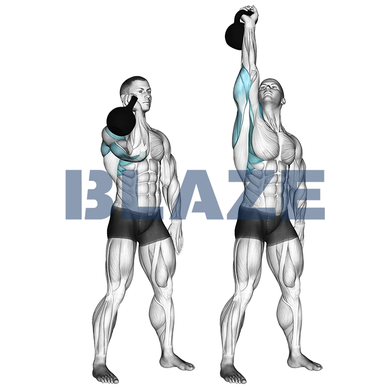 One arm overhead press or military press with kettlebell